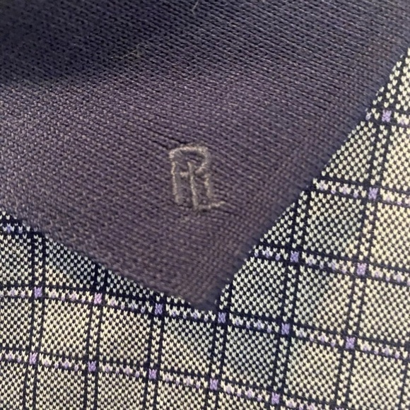 Ralph Lauren Polo Golf Shirt Navy Blue  Plaid Check Mens Size XXL (136) - Picture 3 of 6